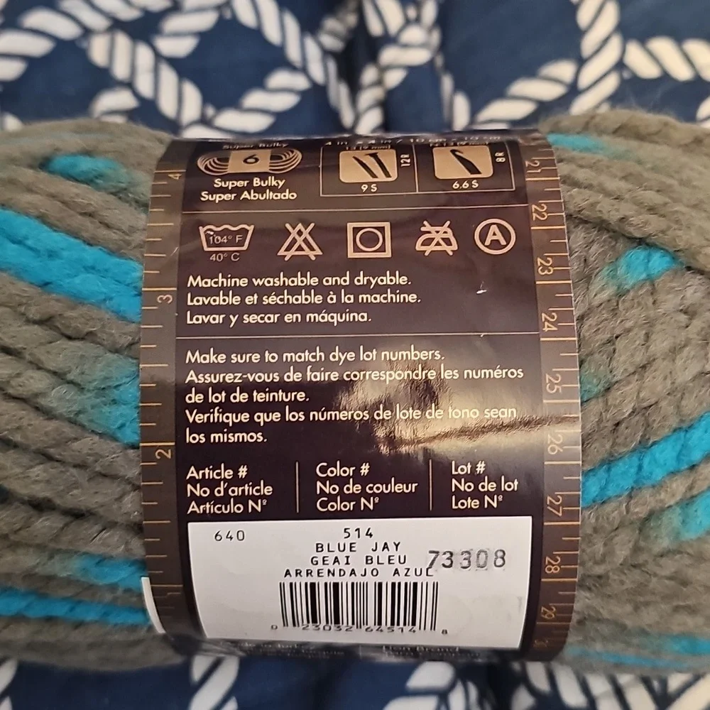 Wool-Ease Thick & Quick Yarn - Gray and Blue